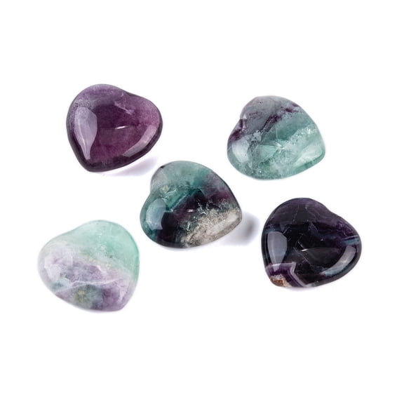 5 pc Natural Fluorite Healing Stones Heart Love Stones Pocket Palm Stones for Reiki Ealancing 30x30x11.5~12.5mm