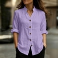 thumbnail image 6 of cocolona Linen Button Down Solid Color Blouses for Women Collar Long Sleeve Shirts Dressy Casual Tops, 6 of 6