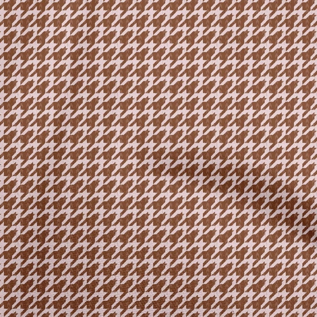 oneOone Cotton Flex Brown Fabric Houndstooth Sewing Material Print Fabric By The Yard 40 Inch Wide