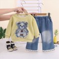 thumbnail image 2 of yboeqw Toddler Girl Fall Winter Outfits Set Long Sleeve Crew Neck Sweatshirts + Denim Pants Outdoor Play Clothes for 8Months-6Years,Size 1-2 Years, 2 of 5