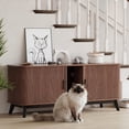 thumbnail image 5 of 59" Hidden Cat Litter Box Enclosure Furniture, Double-Room Litter Box Cabinet with Sliding Door - Dog-Proof - Odor Control - Storage Bench Hideaway - Indoor Cat House, Color: Walnut, 5 of 8