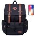 thumbnail image 1 of Mochila Modoker Vintage Canvas para Hombre y Mujer Negra 35L, 1 of 6