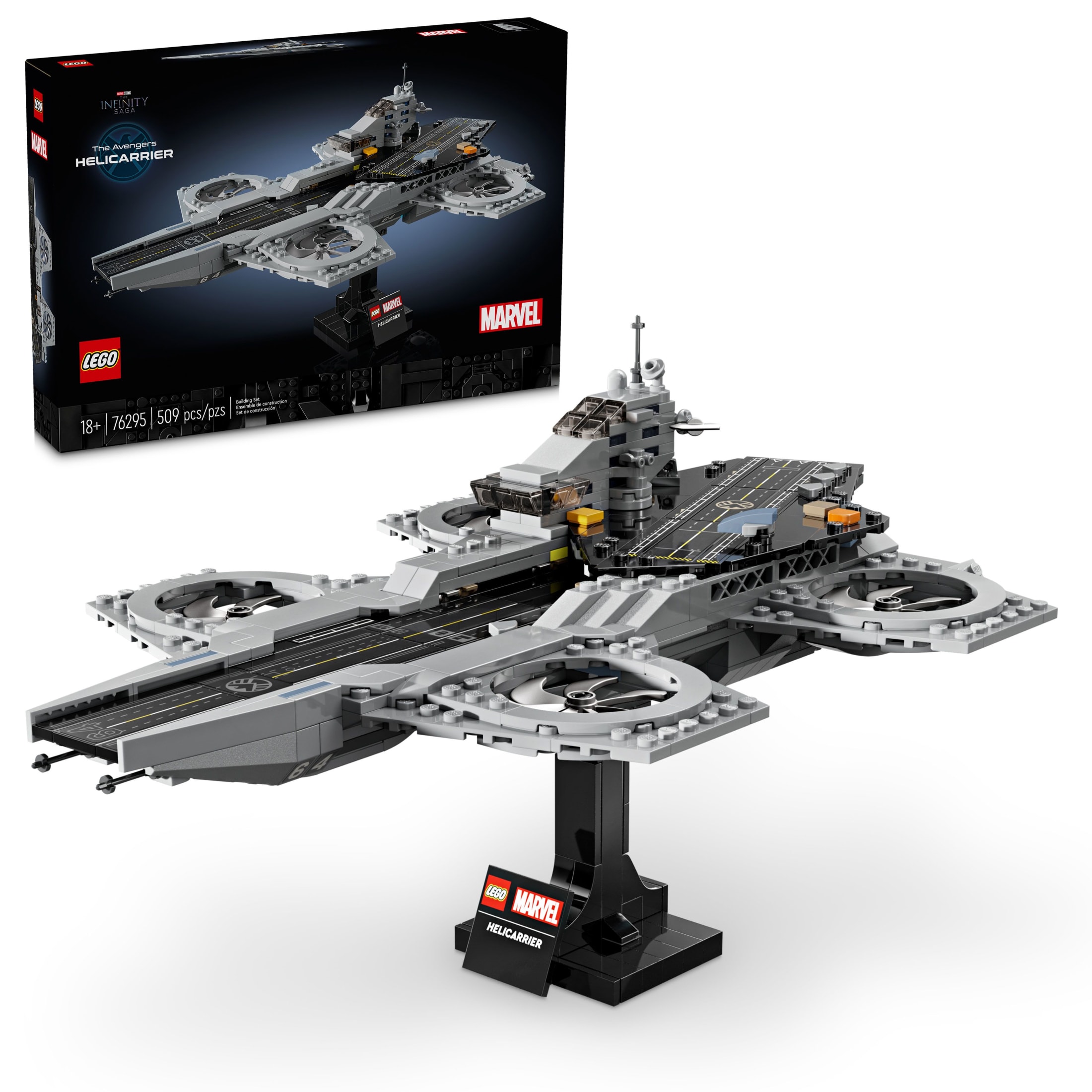 LEGO Marvel The Avengers Helicarrier Building Set for Adults - Gift for Birthdays - Collectible Display Set for Marvel Fans, Ages 18+ - Office or Book Shelf Decor - 76295