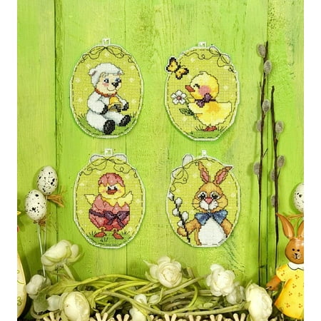 UPC: 5901703217946 | Counted cross stitch kit with plastic canvas Easter Eggs set of 4 designs 7630