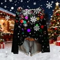 thumbnail image 2 of asdoklhq Christmas Shirts for Women Christmas Printed Casual Crew Neck Long Sleeve Pullover Sweater Knitted Pullover Top Black XL, 2 of 8