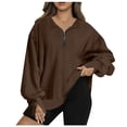 thumbnail image 4 of up to 60% off Gifts Under $5 Sweatshirt for Women Winter Quarter Zip Sweatshirt for Women Casual Solid Long Sleeve Lapel Pullover Blouses Fashion Irregular Hem Oversized Sweatshirt Tops, 4 of 7