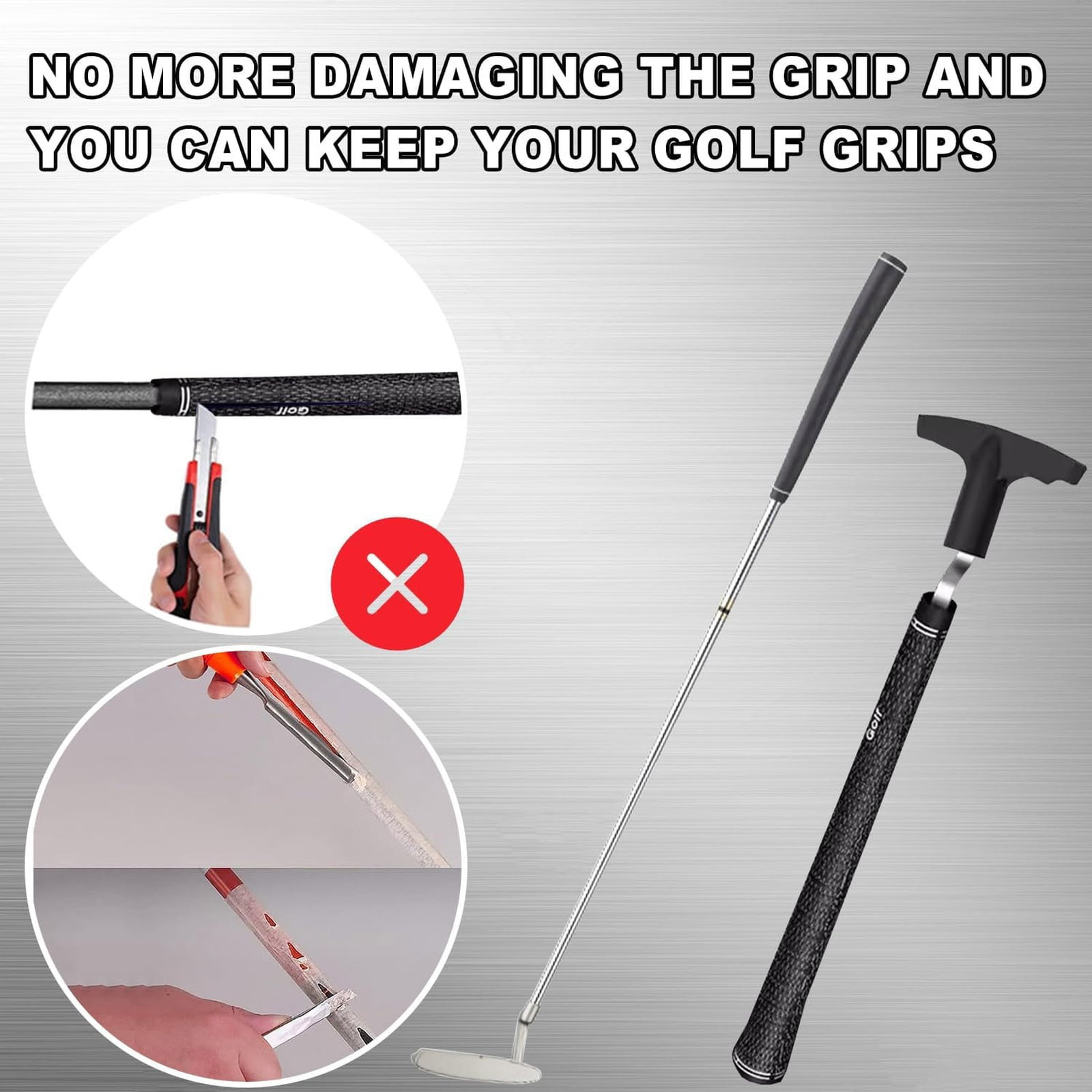 Golf Grip Removal Tool，11" V- Grip Remover for Standard Length Swinging Grips，High-Carbon Steel Golf Club Tool，Golf Grip Kit Golf Tools Golf Grip Tool