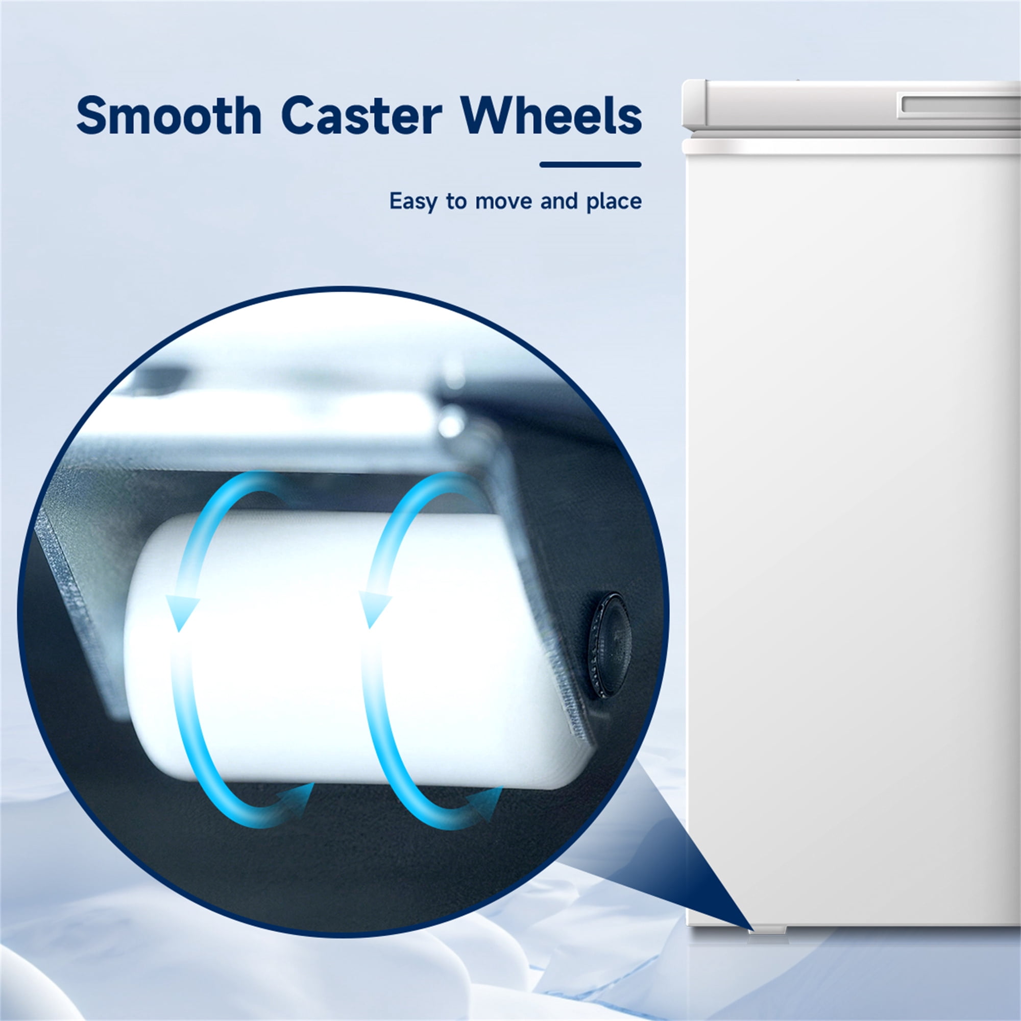 Chest Freezer 3.0 Cu.ft Deep Freezer with Lockable Lid, 7-Level Temp Control, Manual Defrost & Rolling Wheels, Energy Saving for Home Commercial Storage, White