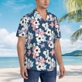 thumbnail image 3 of Pofeuu Flowers Print Hawaiian Shirt for Men Sleeves Casual Button Down Summer Beach Dress Shirts T-Shirts,Small, 3 of 7
