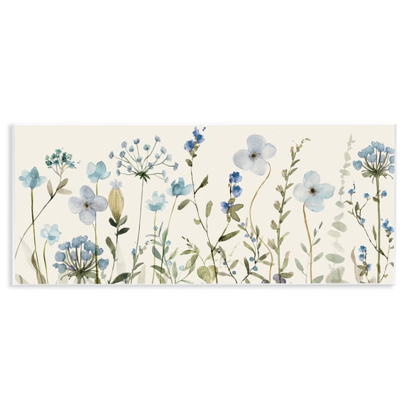 Stupell Industries Soft Blue Botanicals Garden Floral Painting Unframed Art Print Wall Art, 17 x 7