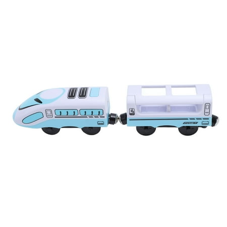 Rupoun Electric Train Toy for Toddlers and Kids, Battery Operated Motorized Train Set Compatible with Thomas Train Series Tracks, Durable ABS Plastic Blue White Motorized Vehicle Toy, 2 Count