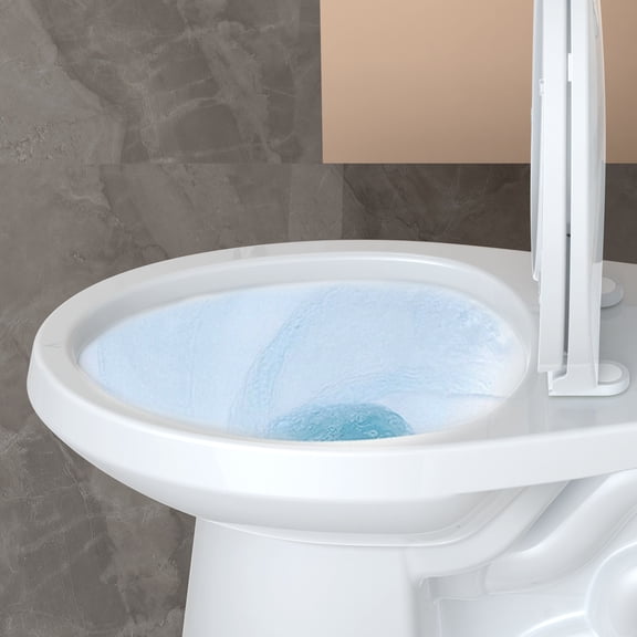 ADA Compliant Elongated Toilet – 19" Universal Height Two-Piece with 1.28 GPF Siphonic Rear Flush – Cotton White Commercial Toilet with Soft-Close Seat & 12" Rough-In