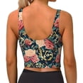 thumbnail image 3 of Fotbe Rose Flowers Pattern Womens' Sports Bra Longline Wirefree Padded with Medium Support Sports Moisture-Wicking Workou Vest,Tank Top-Medium, 3 of 9