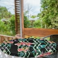 thumbnail image 2 of Ambesonne Tropical Fitted Round Tablecloth, Lily Hibiscus Butterfly, 40"- 44" Diameter, Jade Green and Raspberry, 2 of 5