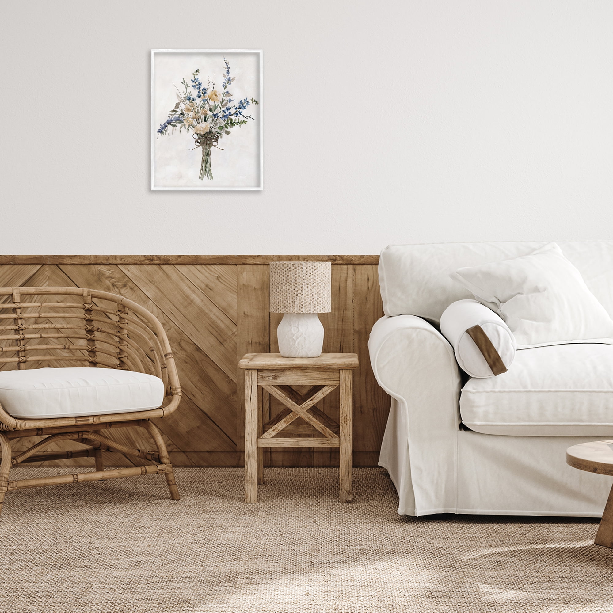 Stupell Industries Subdued Flower Bushel White Framed Giclee Art, design by Carol Robinson