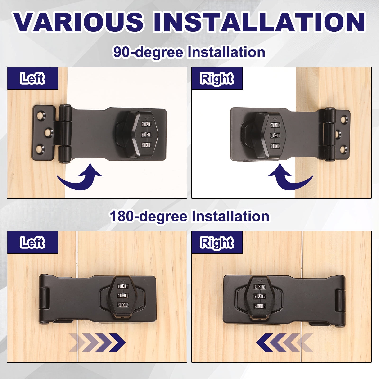 Uxcell 2 Pcs Keyless Cabinet Lock with Combination Code (4 Inch) - 3-Digit Password Hasp Latch Lock Mechanical Password Rotary Hasp, for Drawer Closet Cupboard Door, Black