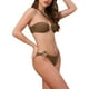thumbnail image 4 of INSPIRAR CHIC Conjunto de Bikini de Dos Piezas con Tirante Asimétrico y Anillo Metálico para Mujeres, Parte Inferior Triangular, Talla X-Large, Color Marrón, 4 of 5