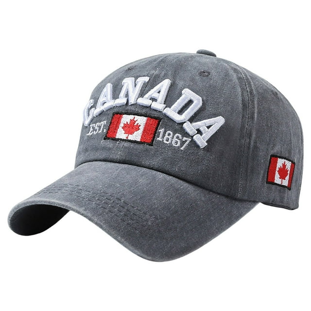 GDREDA Womens Hats Canada Baseball Cap Canada Day Embroidered Maple Leaf Flag Adjustable Hat,Light Gray