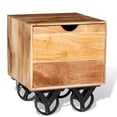thumbnail image 3 of vidaXL Side Table with Drawer Wheels Mango Wood 40x40x45 cm, 3 of 5