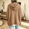 thumbnail image 6 of Tops for Women, Pullover Sweaters for Women Hooded Side Slit Ribbed 3/4 Sleeve Sweaters, Drawstring, Batwing Sleeve, Soft and Comfort Fabric, Drop Shoulder, 6 of 6