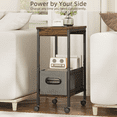 thumbnail image 2 of Narrow End Table Living Room with Wheel, Side Table with Fabric Drawer, Slim Nightstand for Bedroom, Small Spaces, 2 of 8