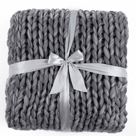 Silver One International Chunky Knitted Throw Blanket, Grey Blend, 50" x 60"