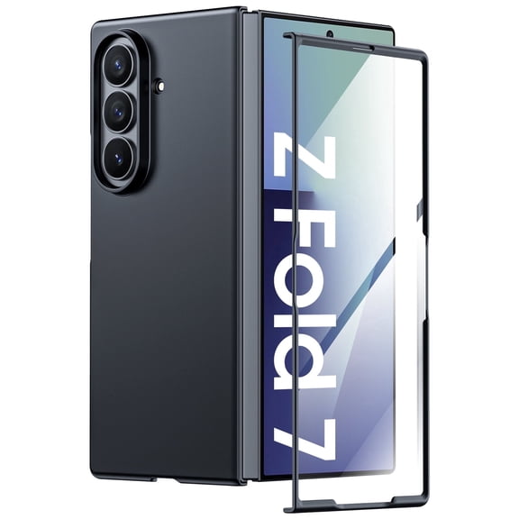 Vizvera for Samsung Galaxy Z Fold 7 with Front Built-in Screen Protector,Ultra Thin Matte PC Protective Cover for Samsung Galaxy Z Fold 7 5G 2025-Black