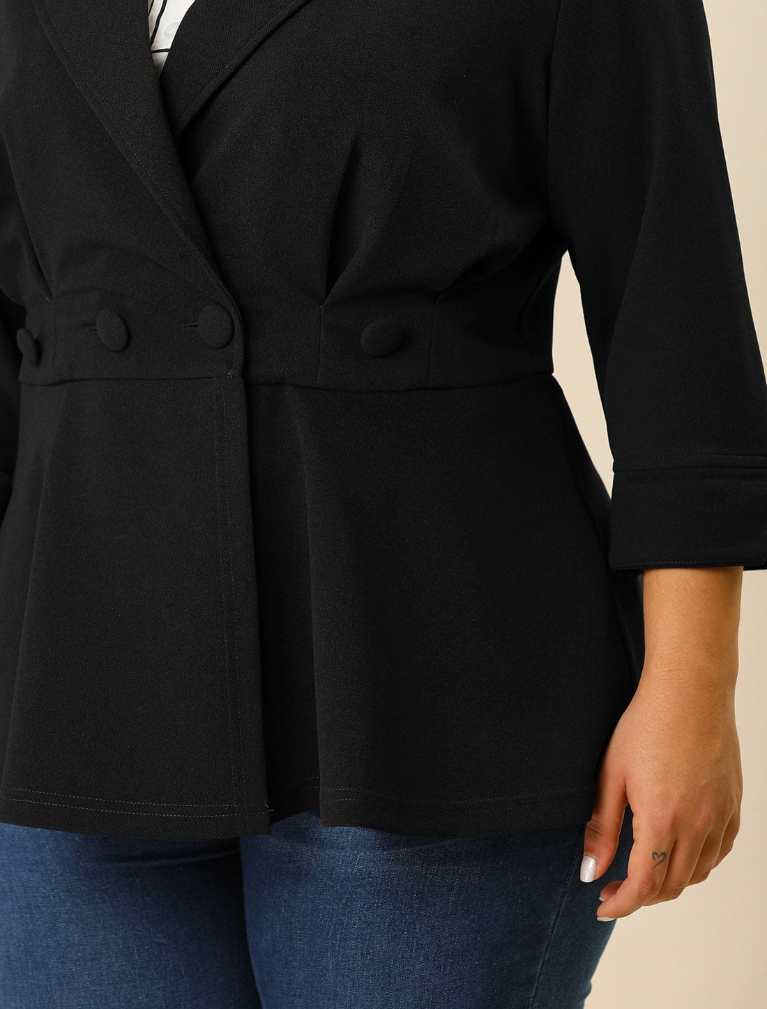 GRACE GRANDEUR Women's Plus Size Solid V-Neck Ruffle Ruched