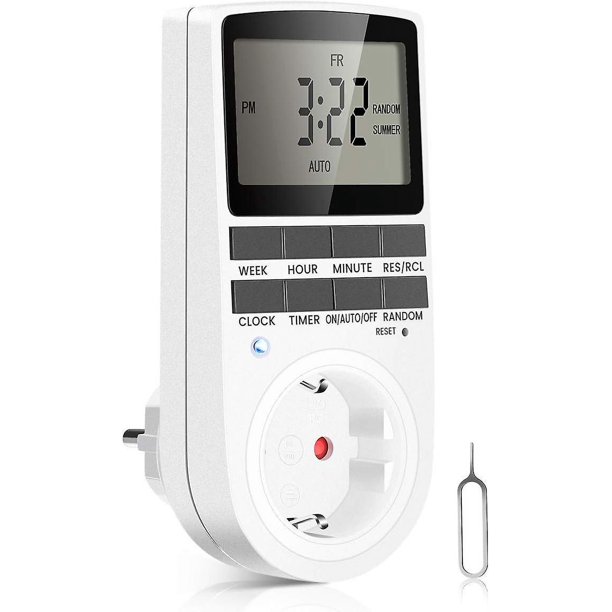 Temporizador Digital 16a/3680w Toma Eléctrica 16 Programas Configurables Aleatorio Antirrobo 24h/7d Ahorro Energía (hy)