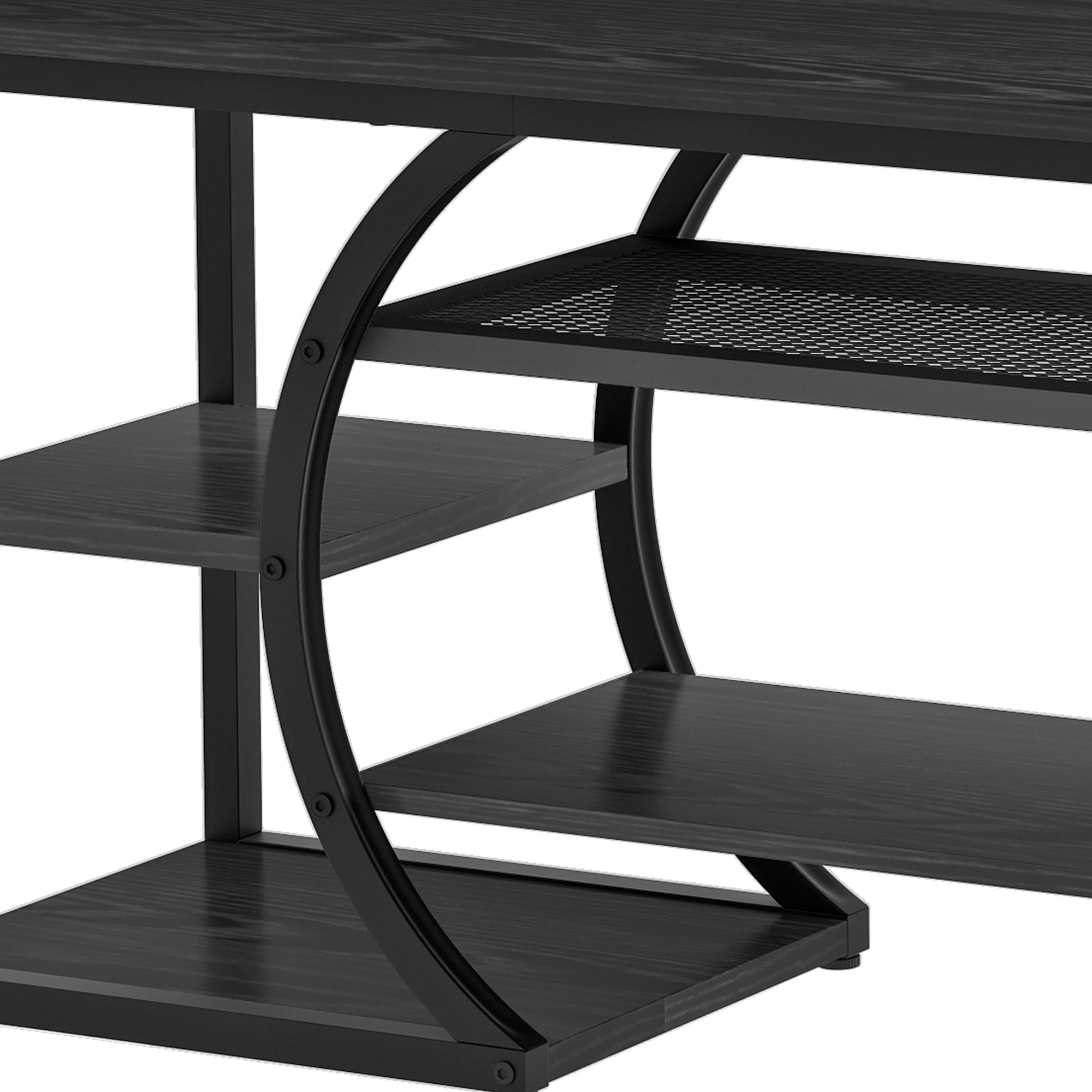 Uforic TV Stand for Up to 70-Inch TVs, Modern Black Entertainment Center with Power Outlets & RGB LED Lights, Media Console Cabinet with Storage for Living Room