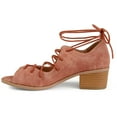 thumbnail image 3 of Womens Faux Nubuck Ghille Lace-up Peep-toe Sandals, 3 of 6