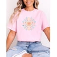 thumbnail image 4 of Colorful Floral Mandala Shirt Watercolor Flower Burst T-Shirt Vibrant Boho Spring Tee Cottagecore Aesthetic Floral Shirt, 4 of 5