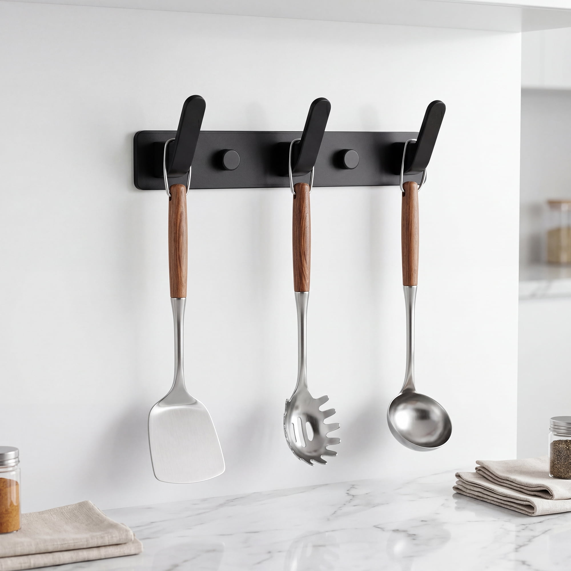 Unique Bargains Coat Rack Wall Mount for Entryway Bathroom Bedroom Black 3 Hooks