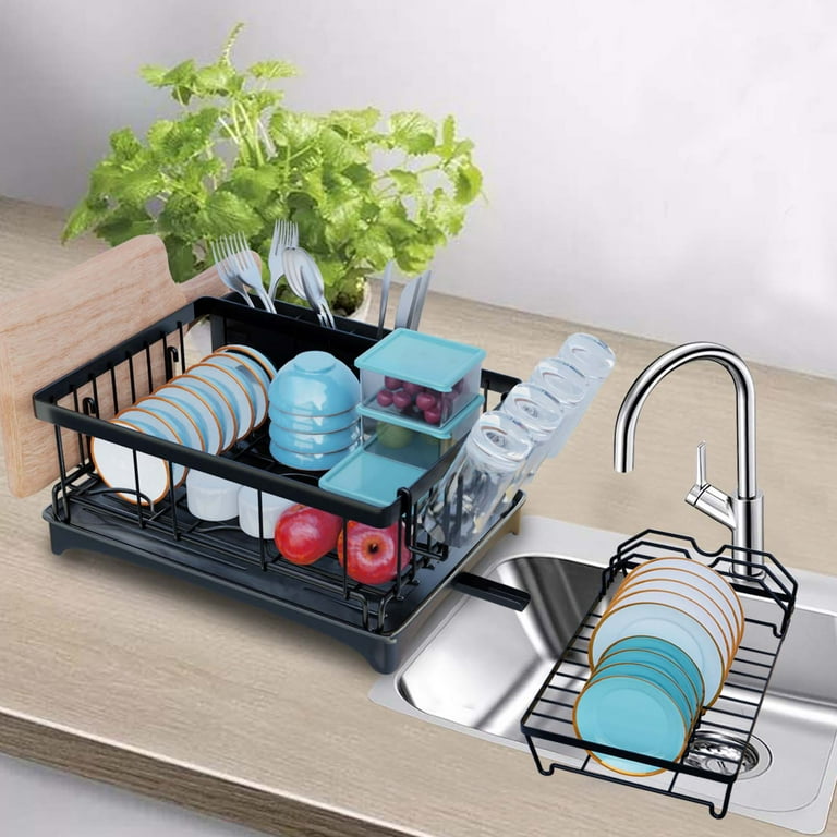 Extra Large 2 Tiers Dish Drying Rack Drainer Rack Kitchen Storage+Utensil  Holder