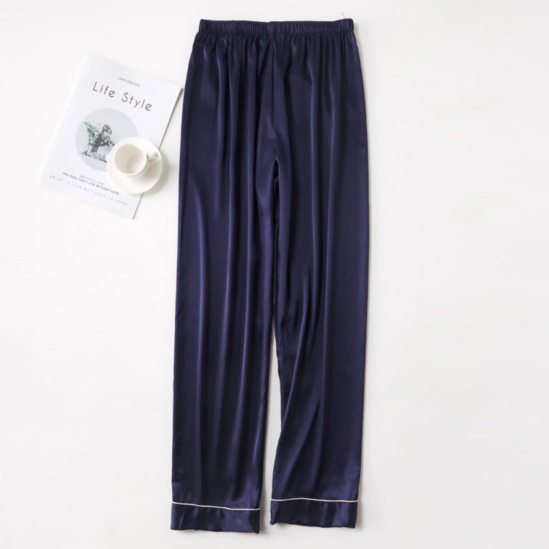 JANDEL Men's Silk Casual Loose Navy Blue Sleeping Trousers - Walmart.com