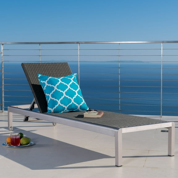 Miller Outdoor Mesh Chaise Lounge, Dark Grey, Silver