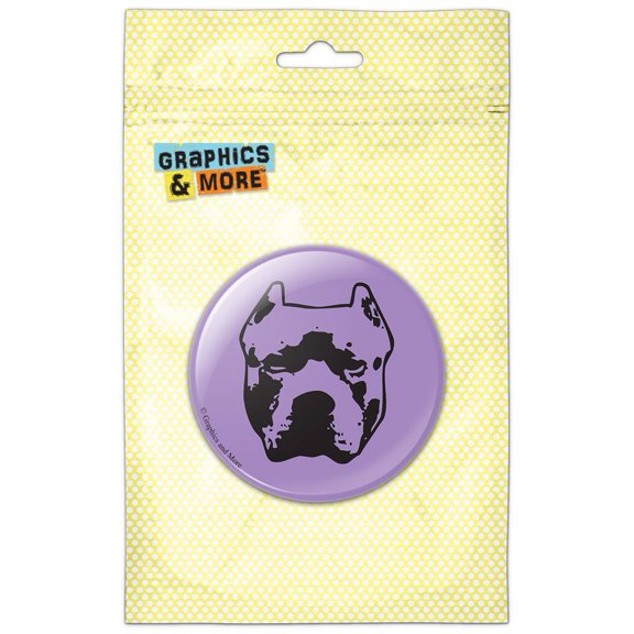 Pit Bull Dog Drawing on Purple Pinback Button Pin Badge