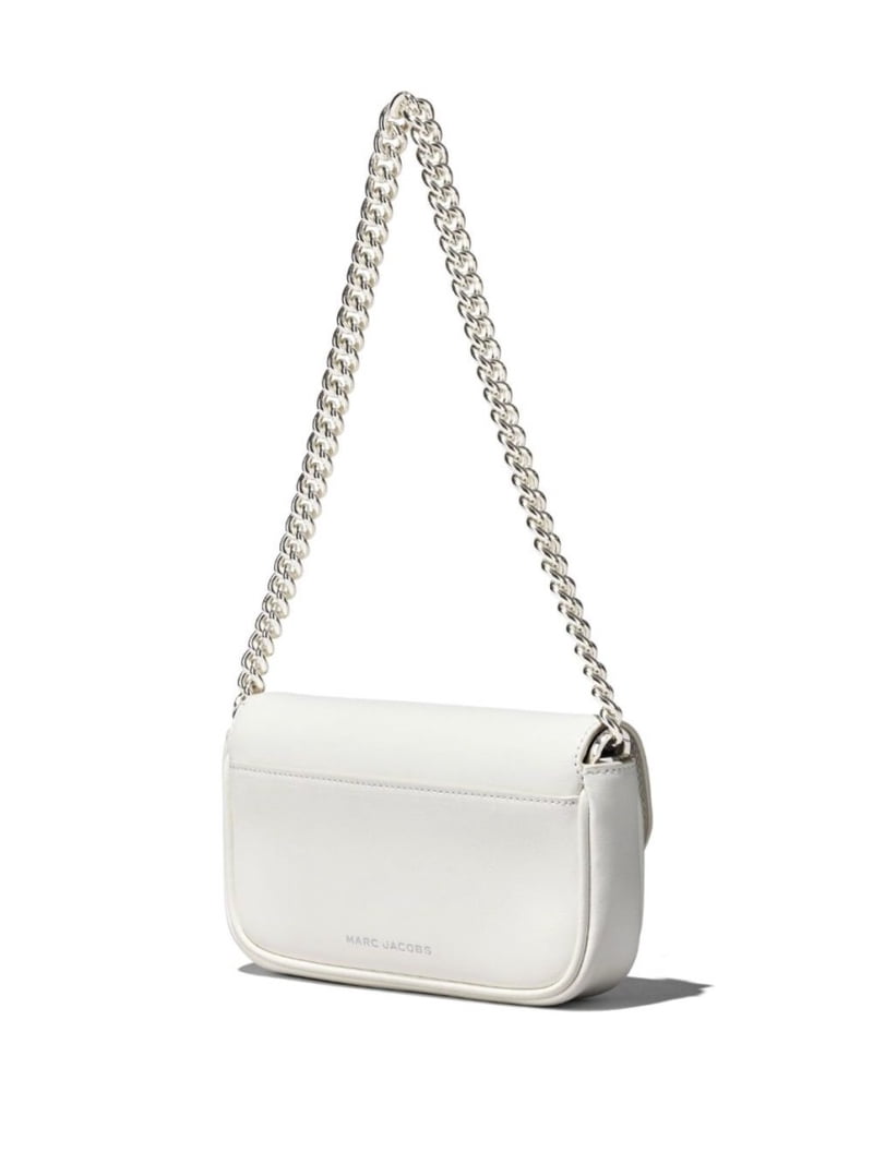 J Marc Mini White Shoulder Bag With Logo Buckle In Smooth Leather