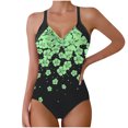 thumbnail image 3 of Jinhomg Womens Plus Size One Piece Bathing Suit Trendy Tropical Printed Modest Swimsuit Lightweight Comfy High Waisted Bathing Suit Spring Saving Green S, 3 of 7