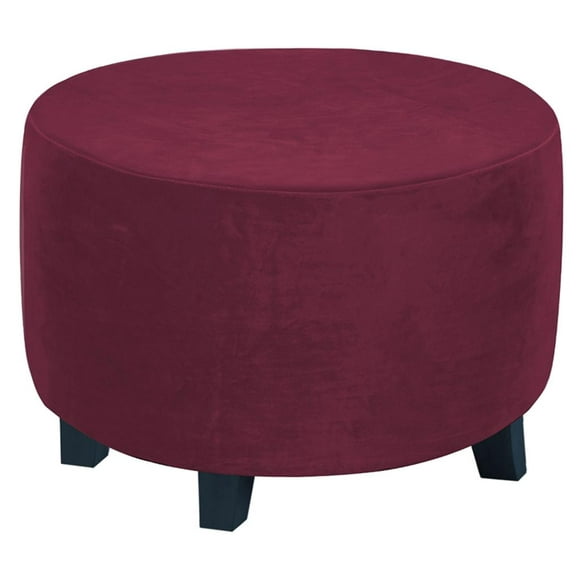 Round Folding Storage Covers Ottoman Slipcovers Polyester Removable Footstool Footrest Covers for Diameter 48-55cm red
