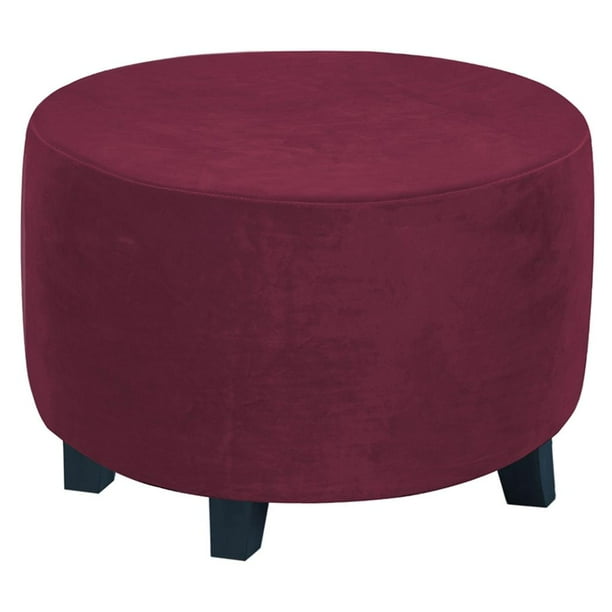 Funda protectora elástica para reposapiés de sofá bajo, redonda, de 18,9 a 21,65 pulgadas, para decoración del hogar Vino rojo