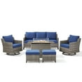 thumbnail image 2 of PARKWELL 6 Piece Outdoor Patio Furniture Set with Fire Pit Table,All-Weather Conversation Set with 4-Inch Thick Cushions,Swivel Glider Chair,7-Seat Furniture Sets for Deck, Backyard,Gray/Navy, 2 of 12