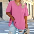 thumbnail image 3 of Posijego S-5XL Women's Tops Plus Size Short Sleeve Blouses V Neck Classic T-Shirts Casual Loose Classic Tee, 3 of 5
