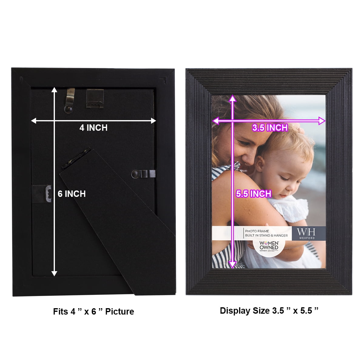 Premium Ebony Solid Wood Picture Frame, 4" x 6"