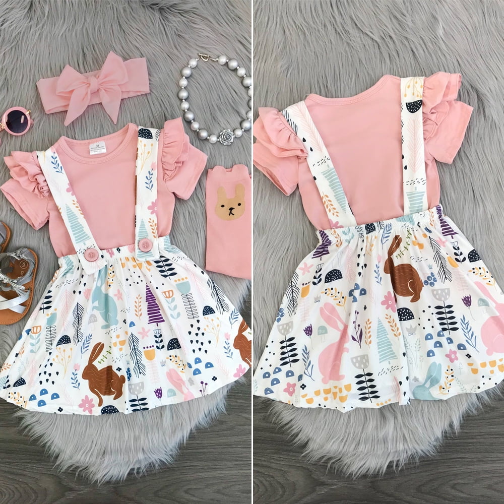 XIAXAIXU - 2PCS Toddler Kids Baby Girl Short Sleeve Tops Animal&Flower