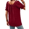 thumbnail image 7 of ZXSXSY Women Swiss Dot Elastic Square Neck Puff Short Sleeve Smocked Top, 7 of 7