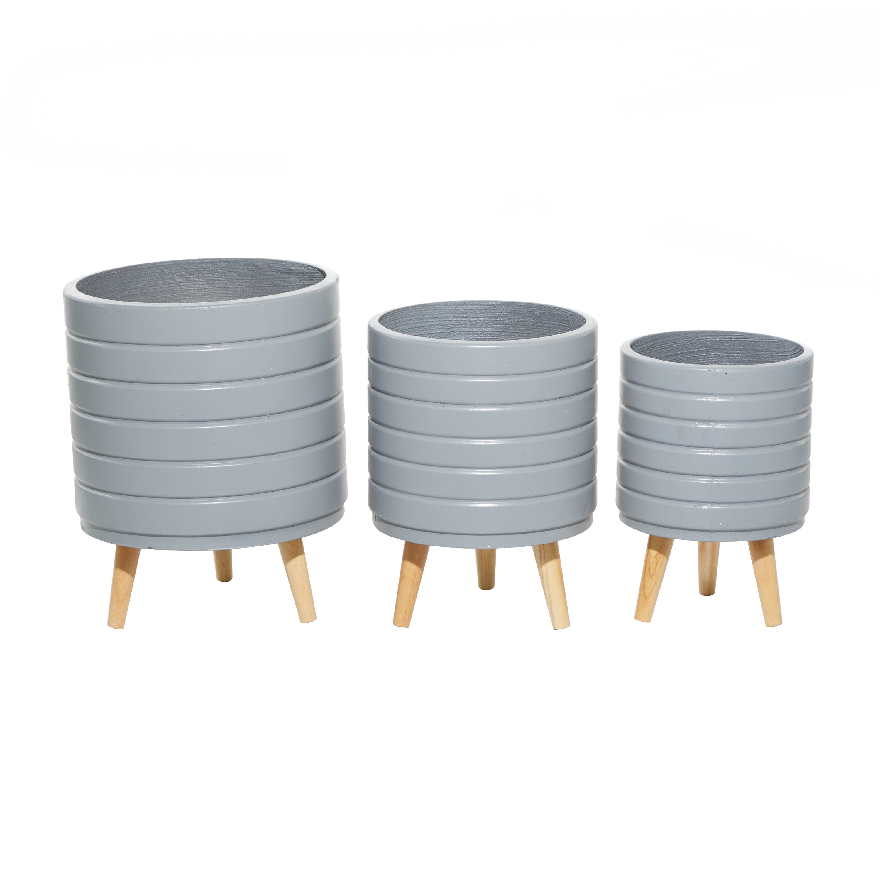 DecMode 10 In. Planter, MGO, Grey, 3 - Pieces