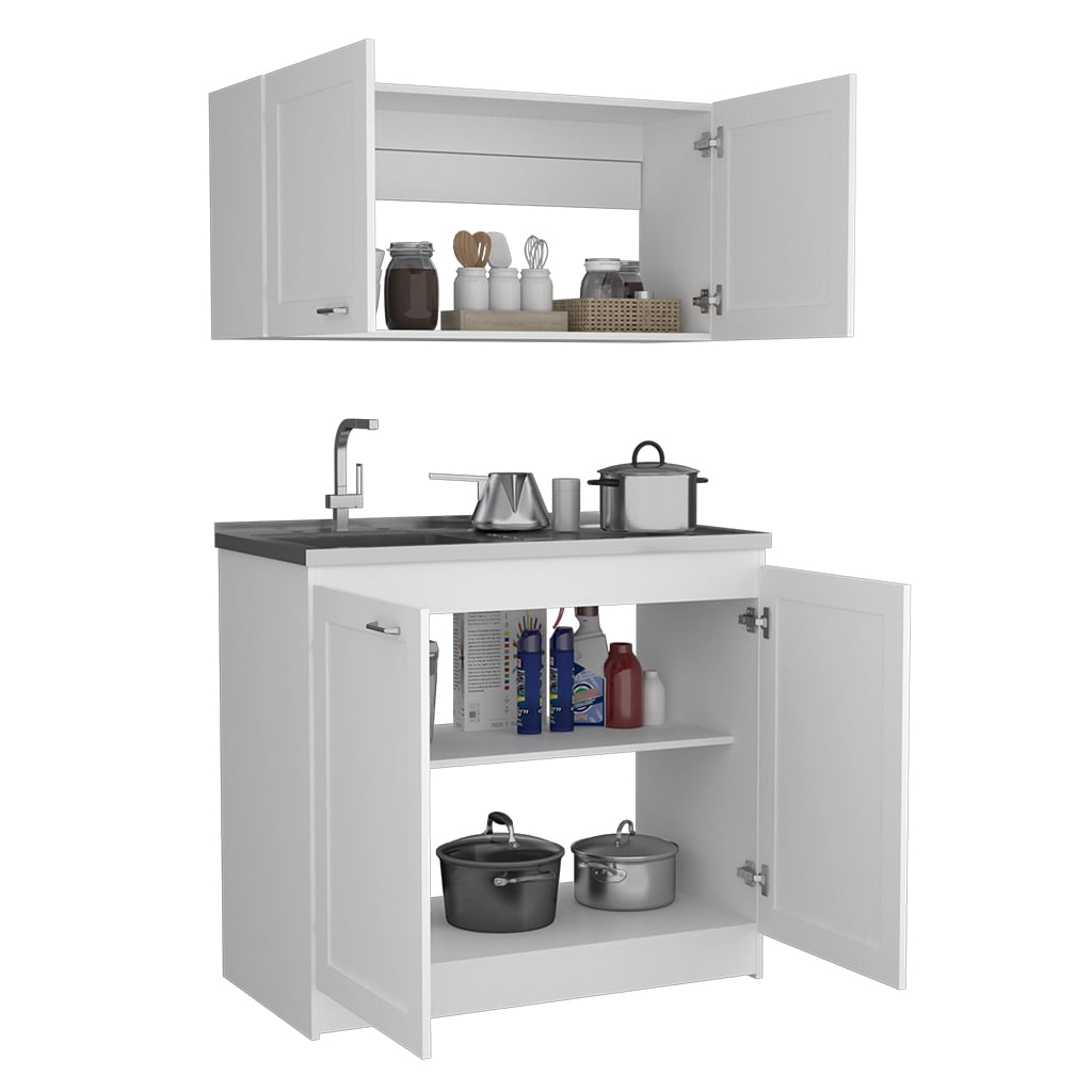Rainlex 39" Freestanding Utility Sink Cabinet with Stainless Steel Countertop, Double Utility Basins, Soft-Close Storage Doors