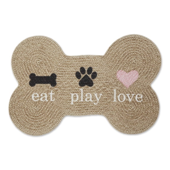 Bone Dry Braided Cotton Pet Mat Eat Play Love, 16x24"