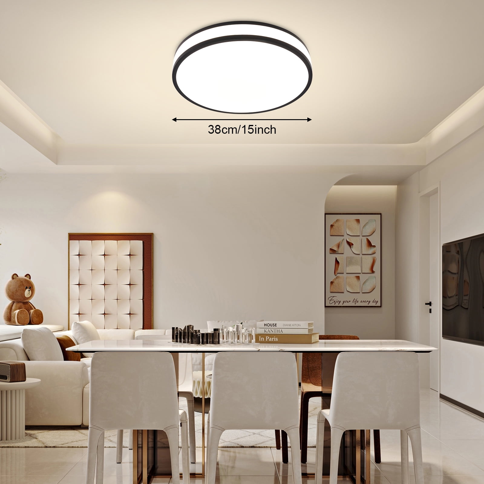 Round Flush Mount Ceiling Light Modern Ceiling Light Fixture LED Ceiling Light for Bedrooms, Living Rooms